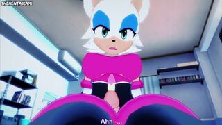 Rouge from Sonic Gives You A Footjob Hentai POV - porn video