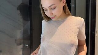 Transparent White Crop Top Dry vs Wet - porn video